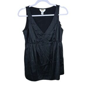 Talbots Silk Blend Black V Neck Sleeveless Top 12 Career Minimalist Parisian Lux